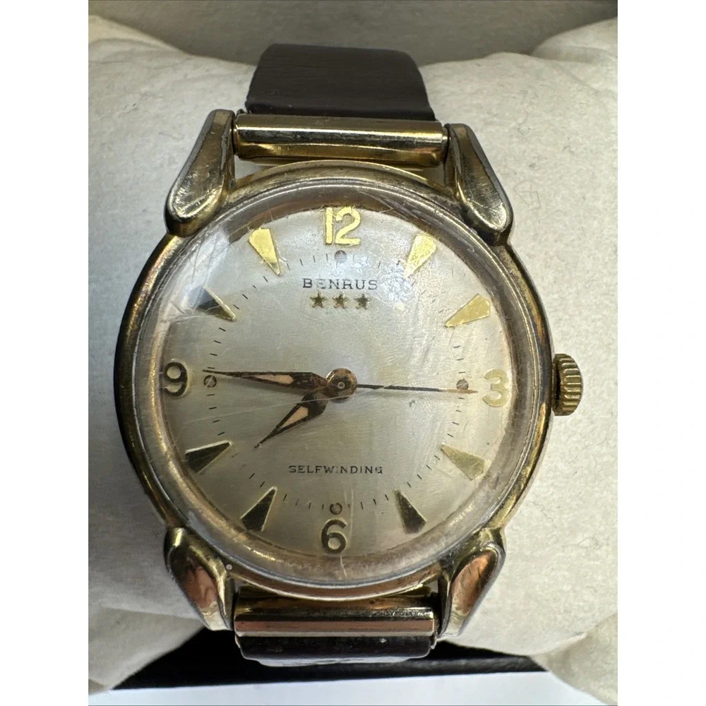 BENRUS 3 Star Selfwinding Watch 10k RGP Bezel Self Winding Vintage